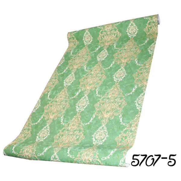 GREEN DAMASK DESIGN KOREAN PVC WALLPAPER-5707-5
