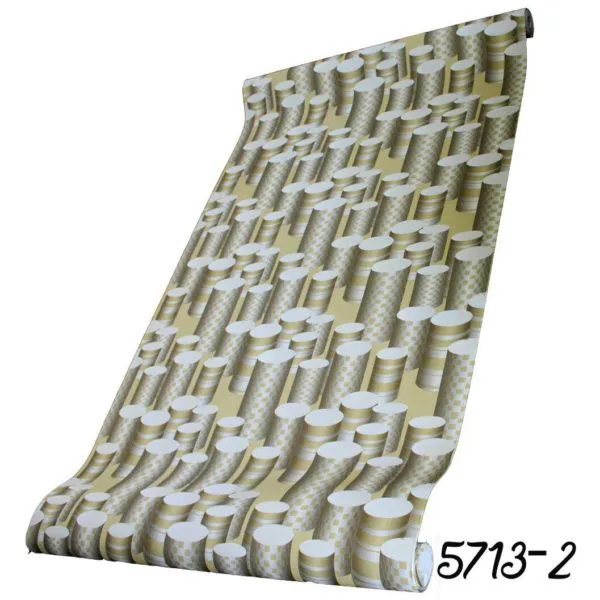 GREY & ORANGE 3D EFFECT PVC WALLPAPER-5713-2