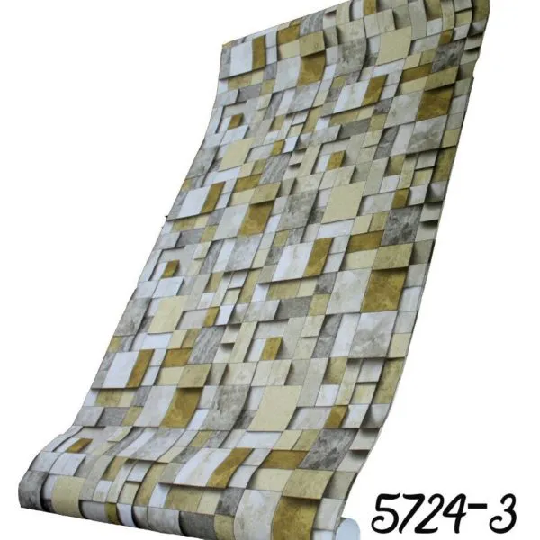 MULTI-COLOR 3D BRICK PATTERN PVC WALLPAPER-5724-3