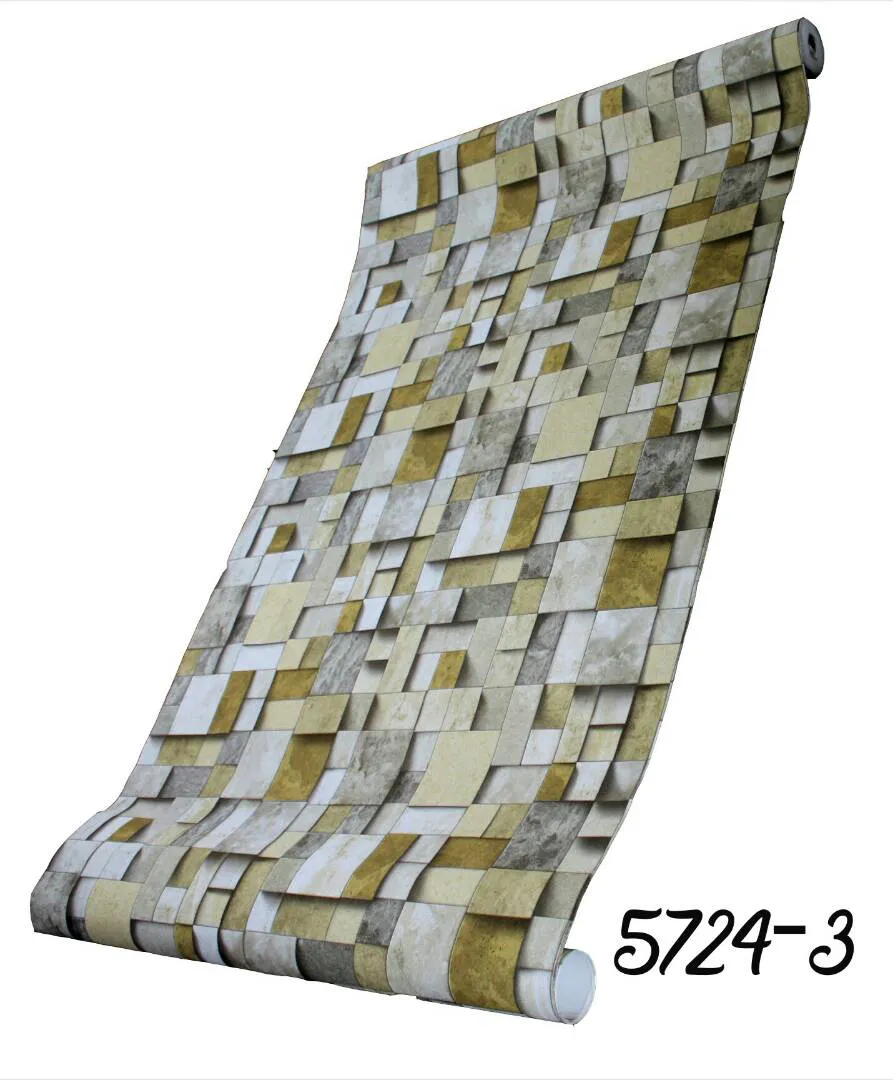 MULTI-COLOR 3D BRICK PATTERN PVC WALLPAPER-5724-3 MULTI-COLOR 3D BRICK PATTERN PVC WALLPAPER-5724-3