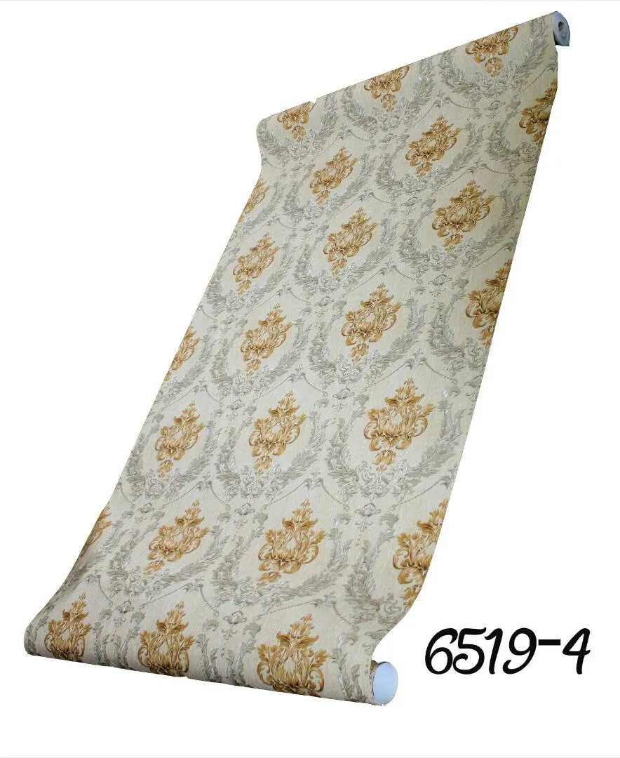 GREY & BROWN DAMASK KOREAN PVC WALLPAPER-6519-4 GREY & BROWN DAMASK KOREAN PVC WALLPAPER-6519-4