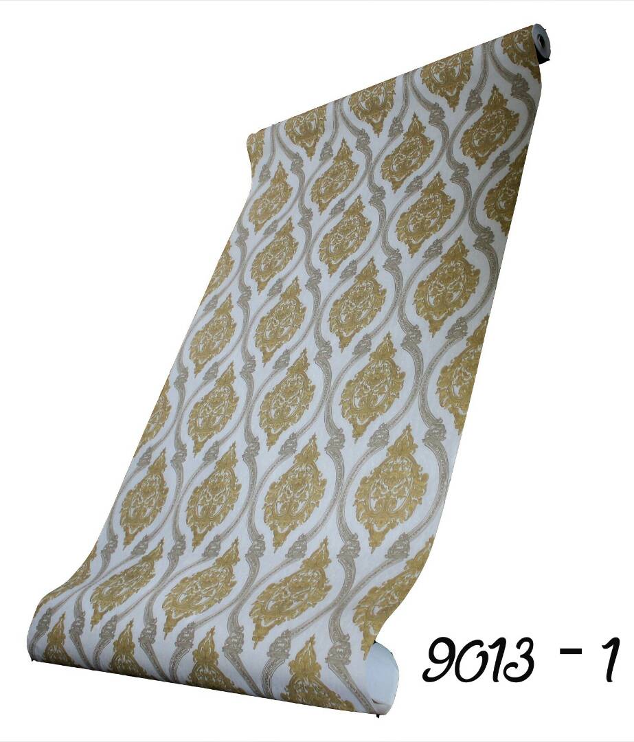 BROWN DAMASK PATTERN PVC WALLPAPER-9013-1 BROWN DAMASK PATTERN PVC WALLPAPER-9013-1