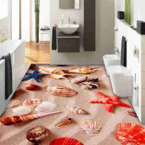 3D Bathroom Floor Murals Designs