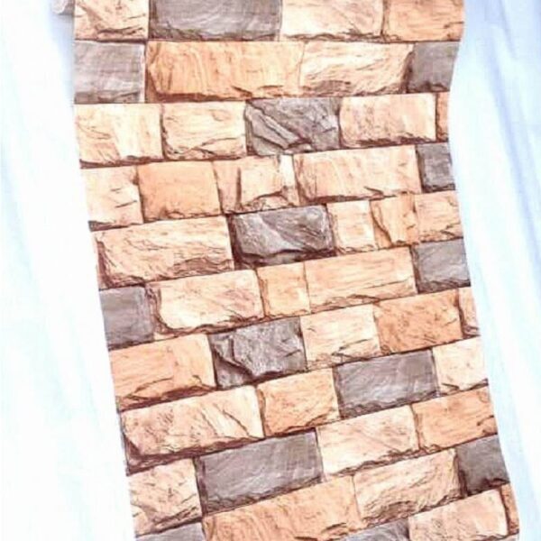 3D PVC Cream Brick Wallpaper – DC17151