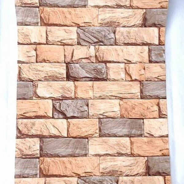 3D PVC Cream Brick Wallpaper – DC17151