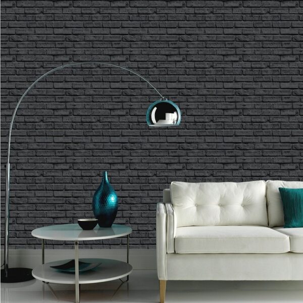 Arthouse VIP Black Brick Wall Pattern Wallpaper 623007
