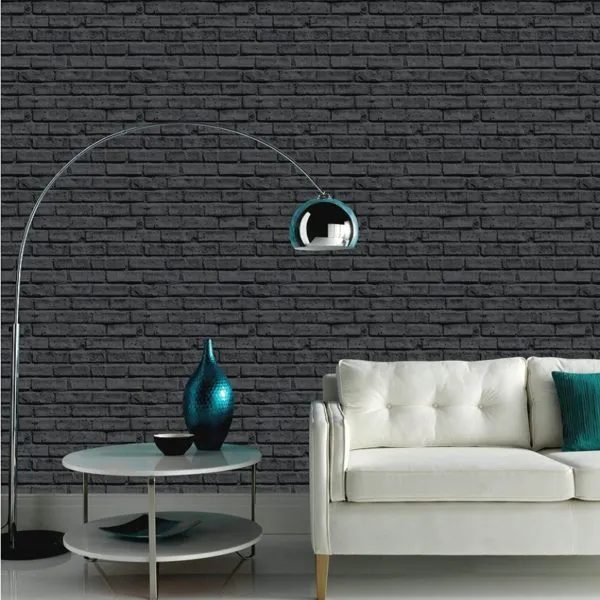 Arthouse VIP Black Brick Wall Pattern Wallpaper 623007