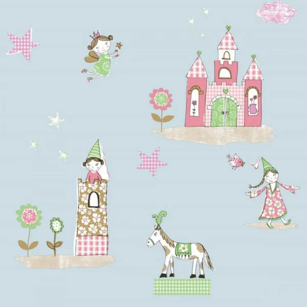 Blue Charactered Kiddies Wallpaper