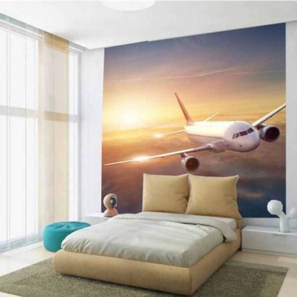 3D Green Purple Flower Mural