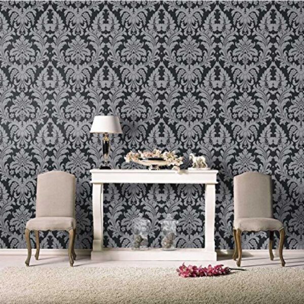 Black and Silver Ornament Wallpaper – 280241