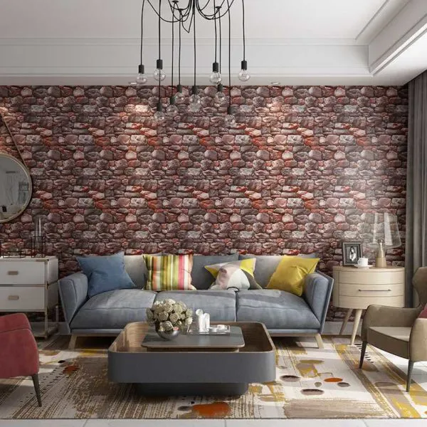 Modern Chinese Designs 3D Simulation Stone Wallpaper CK0604