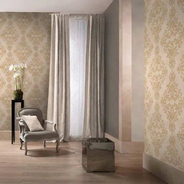 Diamond Dust 450453 Baroque Dots Cream Gold Glitter Wallpaper