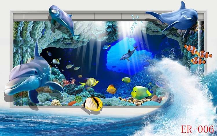 Aquatic Creatures Photo Mural-3D-060 Aquatic Creatures Photo Mural-3D-060