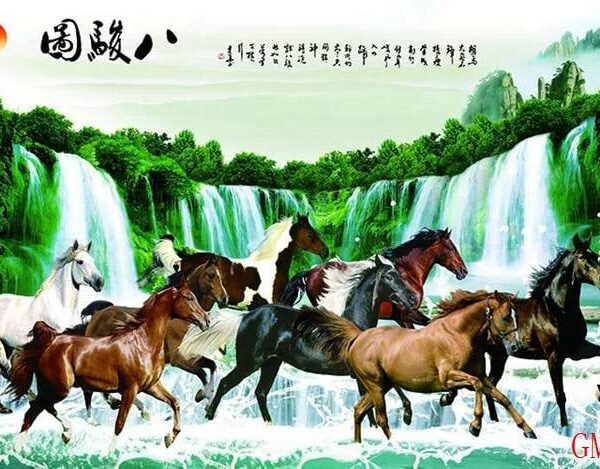 Horse Design Water Fall Photo Mural -GM-241