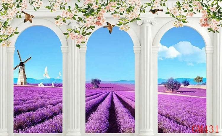 Purple Floral Wall Mural -GM-431 Purple Floral Wall Mural -GM-431