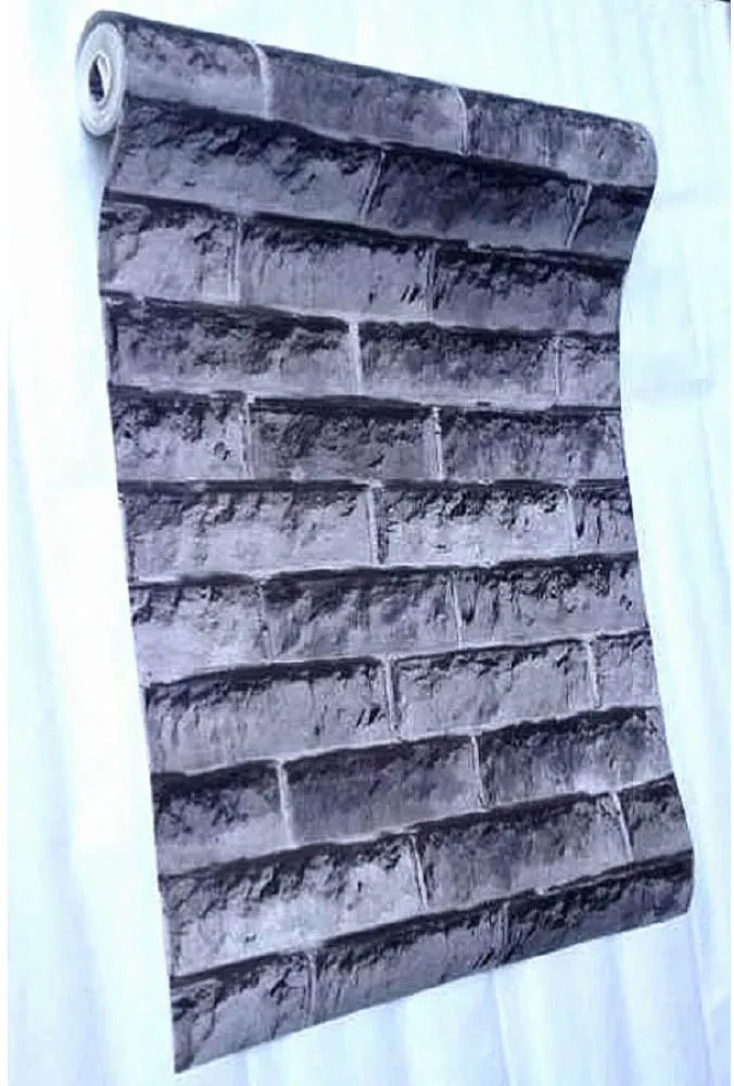 Grey Stone Brick 3D PVC Wallpaper – FE150502 Grey Stone Brick 3D PVC Wallpaper – FE150502