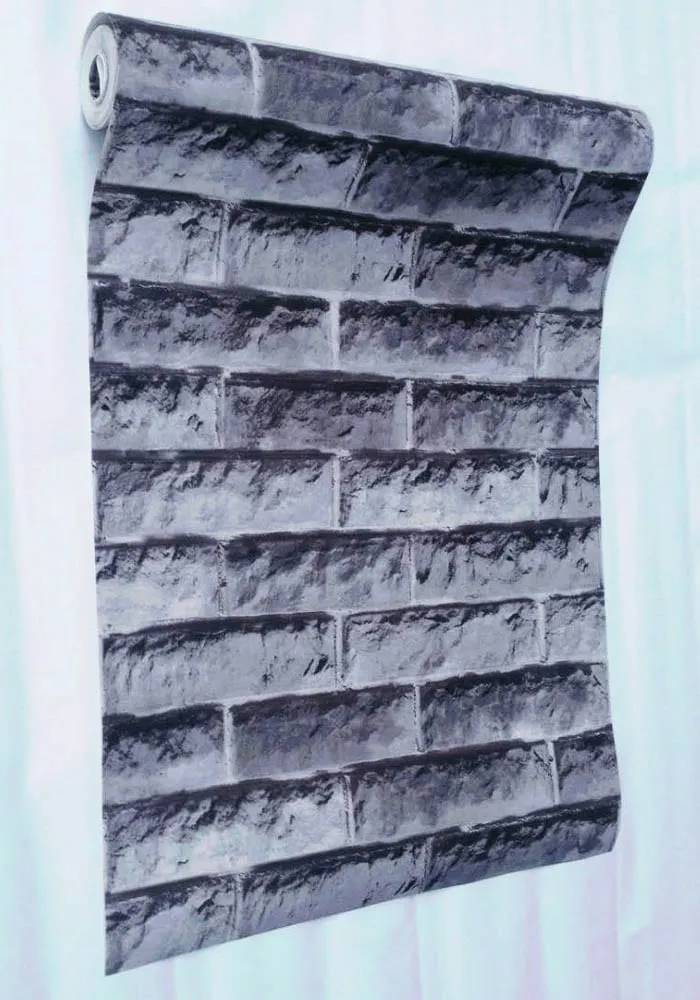 Grey Stone Brick 3D PVC Wallpaper – FE150502 Grey Stone Brick 3D PVC Wallpaper – FE150502