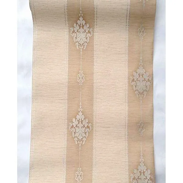 Cream Brown Uarting Stripe Wallpaper