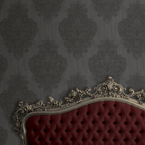 J23609 600x600 - Damask Pattern Glitter Textured Vinyl Wallpaper J23609
