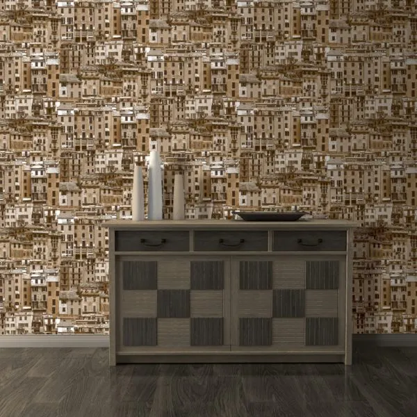 Muriva Village Print Mural Vinyl Wallpaper J70707