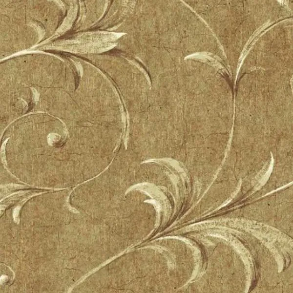 Light Brown Cream HAV40797 Ogee Acanthus Scroll Wallpaper