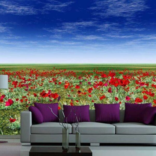 Poppies Decorative Landscape Painted Photo Mural – TMS086