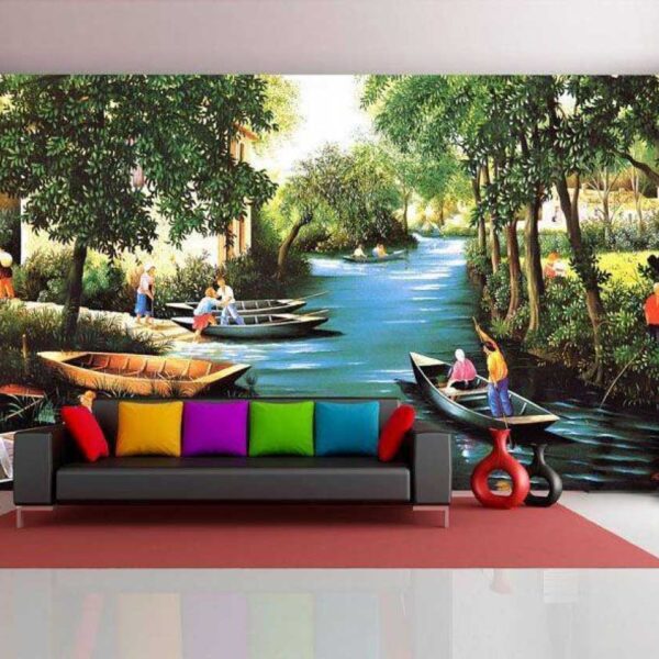 River Table Landscape Painted Photo Mural – TMS222
