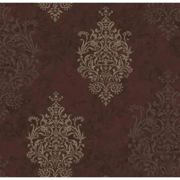 Deep Purple Mulberry Medallion Wallpaper-SIS40551
