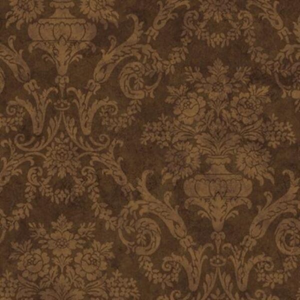 Dark Brown Larkspur Damask Wallpaper- SIS40595