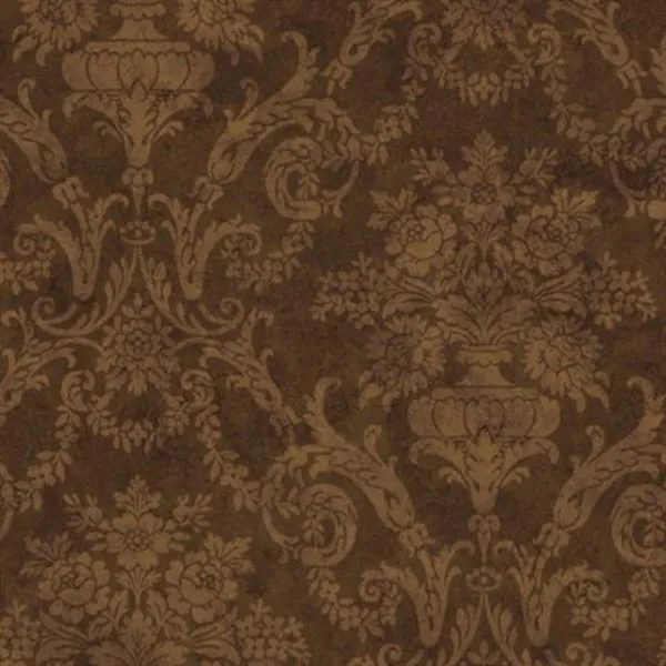 Dark Brown Larkspur Damask Wallpaper- SIS40595