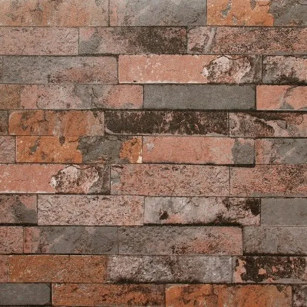 Stone therapy Burnt orange Grey Brick Wallpaper – SE451004