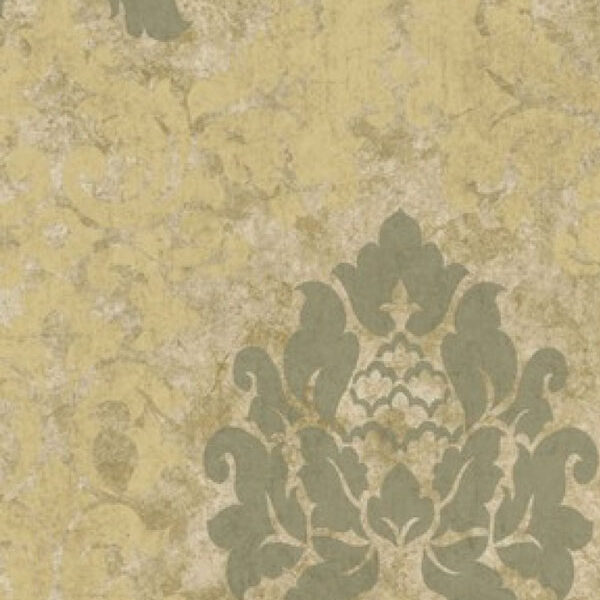 Tan Silver HAV40725 Haven Damask Wallpaper