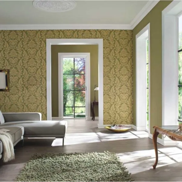 Trianon Baroque Green Gold Wallpaper – 513646